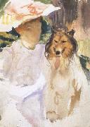John Singer Sargent Woman with Collie (mk18) oil painting